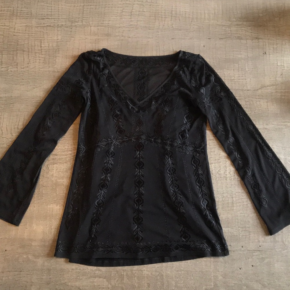 Black mesh tunic with black tank top liner